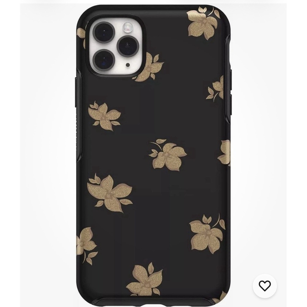 OtterBox Symmetry iPhone 11 Pro Case Black Gold Glitter Floral Sleek Protective